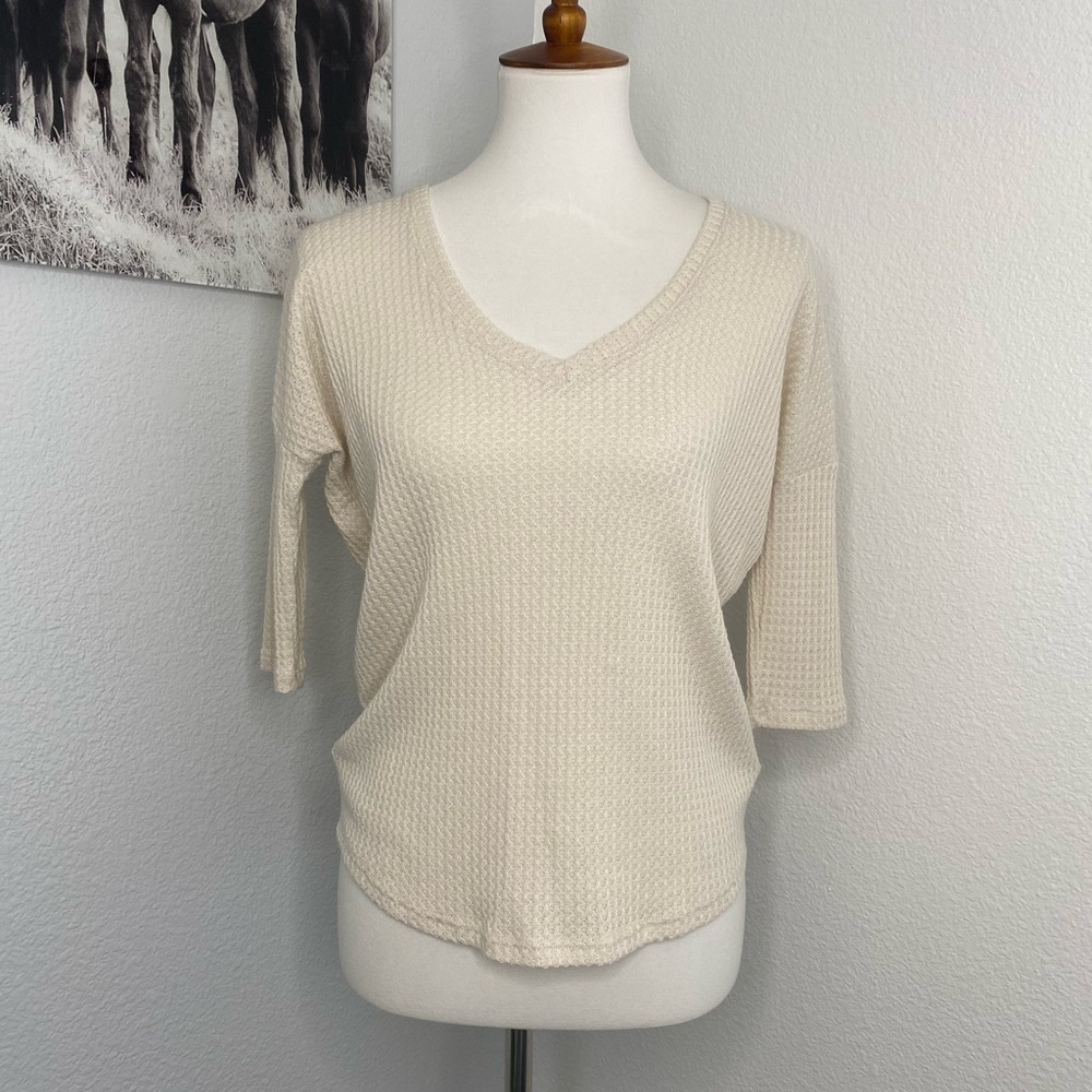 Express Cream Waffle Knit Sweater